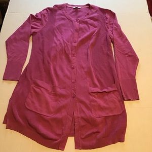 Isaac Mizrahi Live Long Sleeve Button Up Pink Cardigan Sweater Sz L